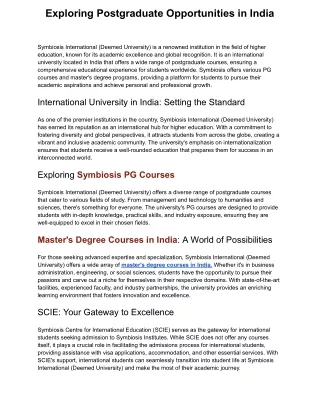 exploring postgraduate opportunities in india