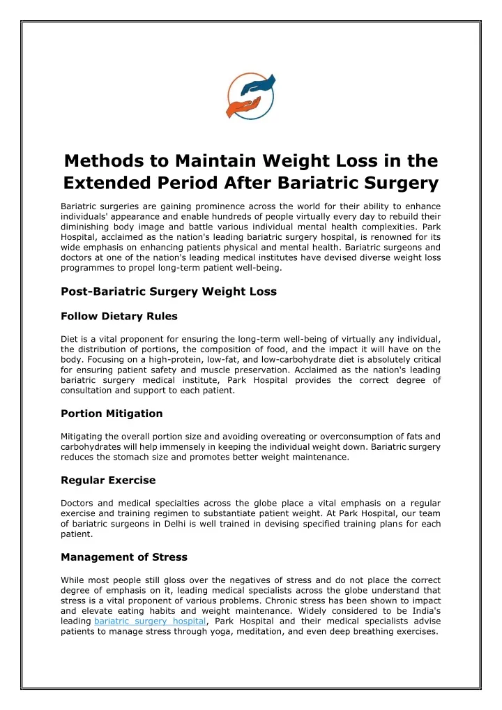 methods to maintain weight loss in the extended