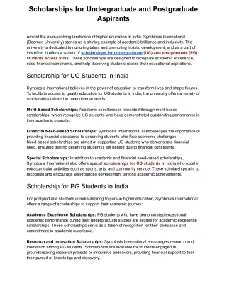 Scholarships for Undergraduate and Postgraduate Aspirants