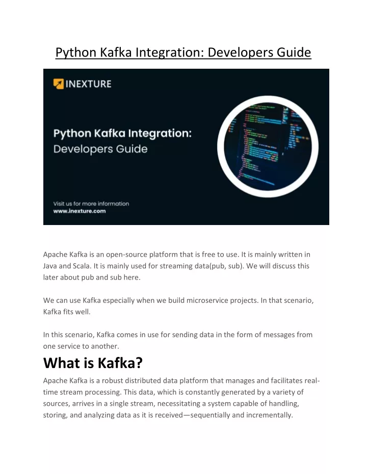 python kafka integration developers guide