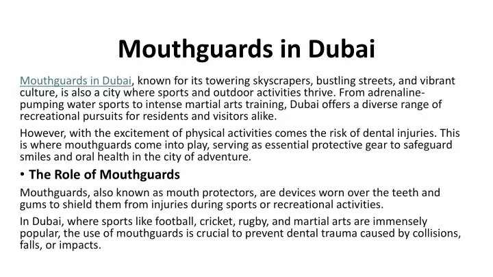 mouthguards in dubai