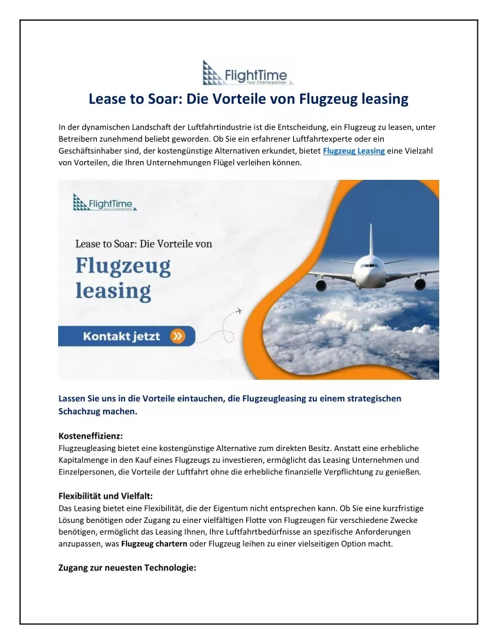 lease to soar die vorteile von flugzeug leasing