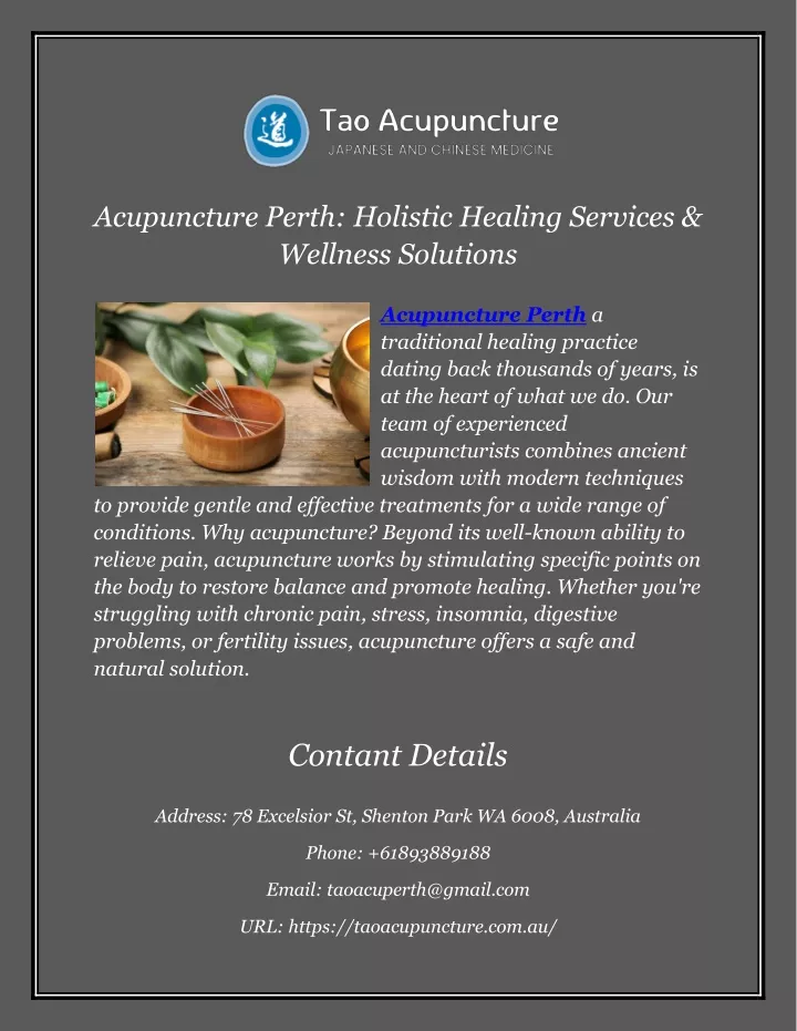 acupuncture perth holistic healing services
