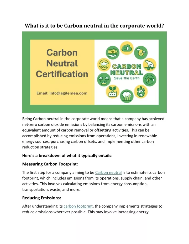 what is it to be carbon neutral in the corporate