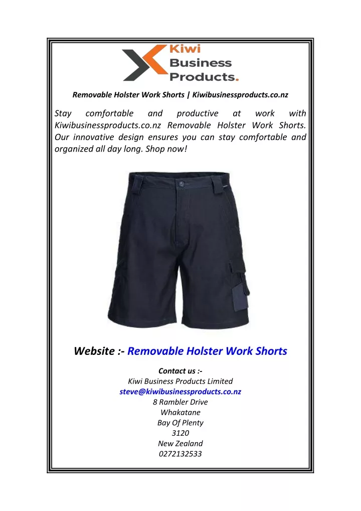 removable holster work shorts