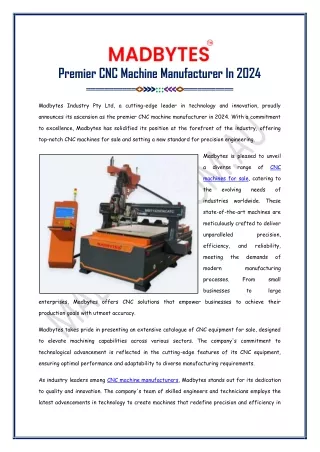 Madbytes: Premier CNC Machine Manufacturer