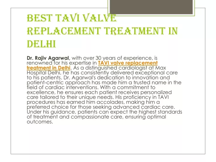 best tavi valve replacement treatment in delhi