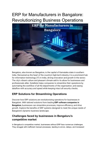 ERP for Manufacturers in Bangalore_ Revolutionizing Business Operations