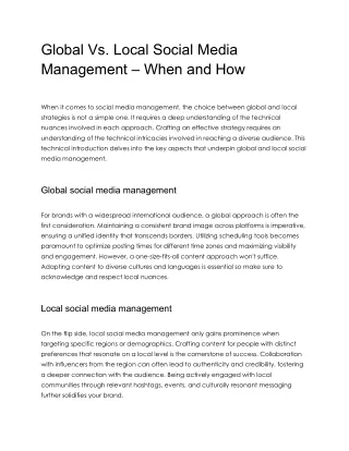 Global Vs. Local Social Media Management – When and How