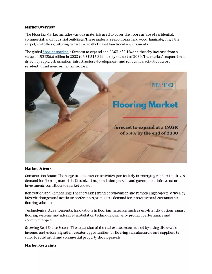 market overview the flooring market includes