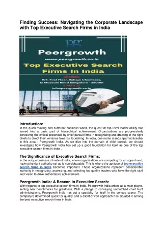 Navigating the Corporate Landscape with Top Executive Search Firms in India
