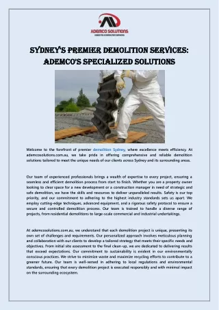 Sydney's Premier Demolition Services Ademco's Specialized Solutions 2