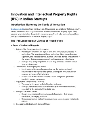 IPR Unleashed: Navigating Innovation in Indian Startups