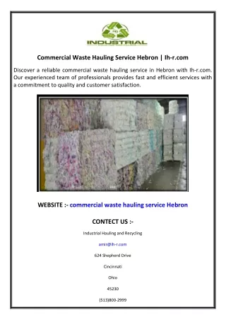 Commercial Waste Hauling Service Hebron  Ih-r.com