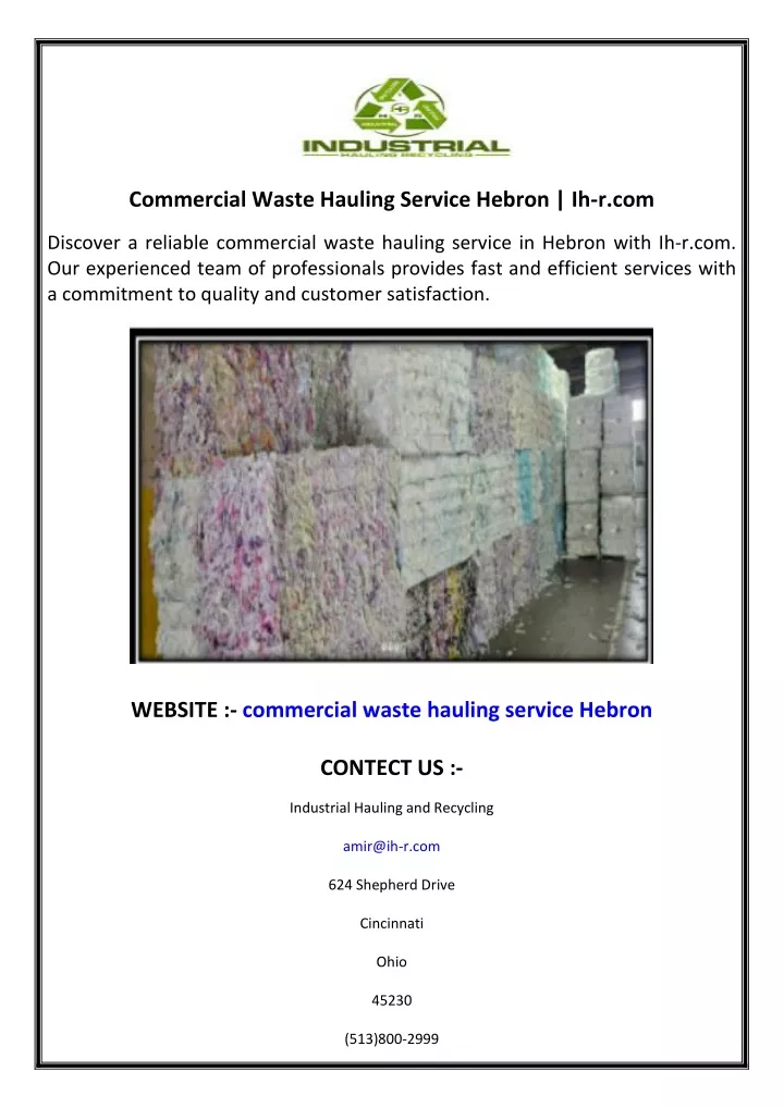 commercial waste hauling service hebron ih r com