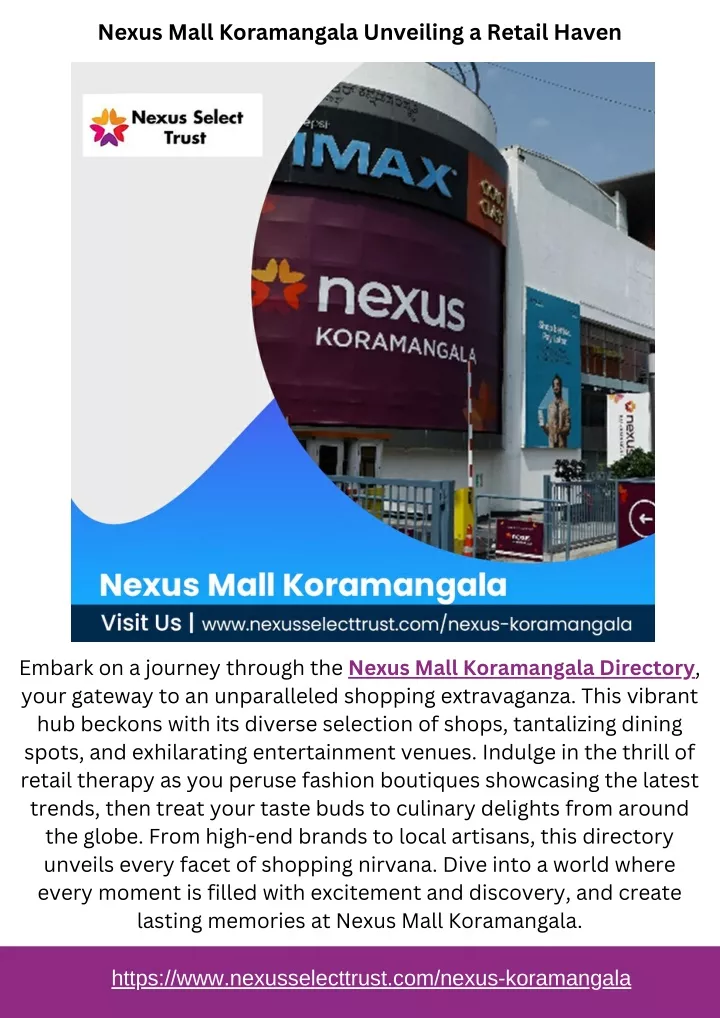 nexus mall koramangala unveiling a retail haven