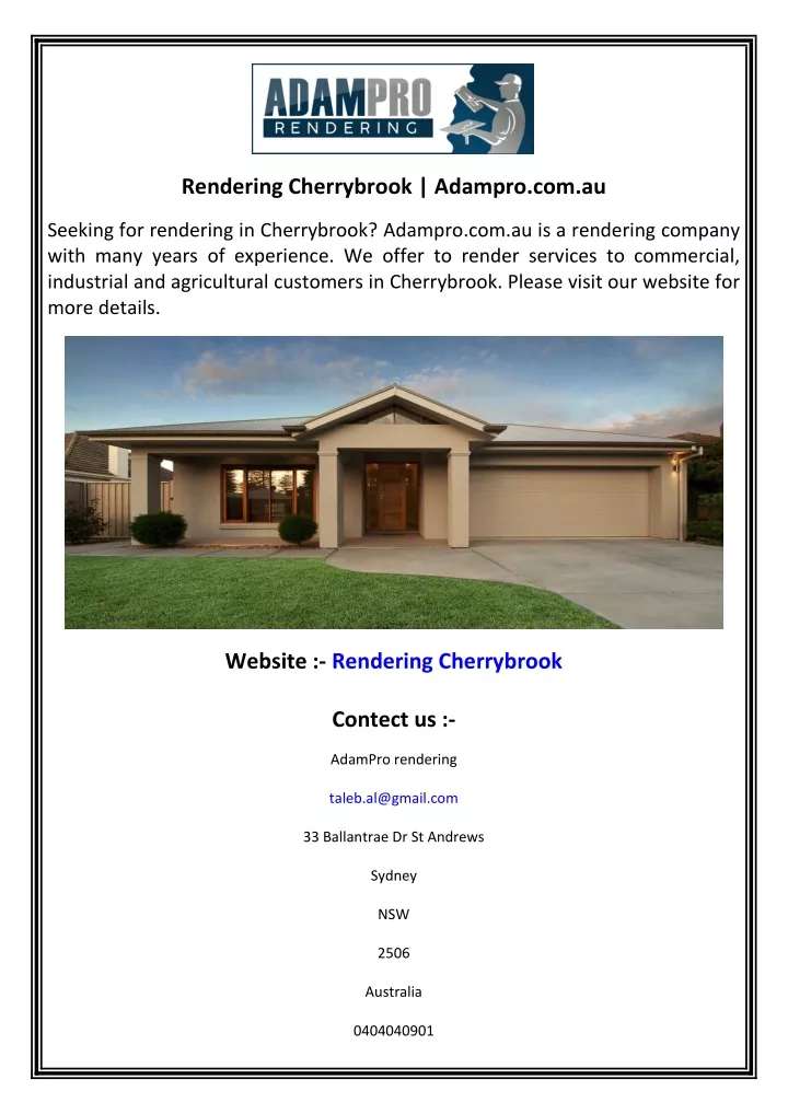 rendering cherrybrook adampro com au