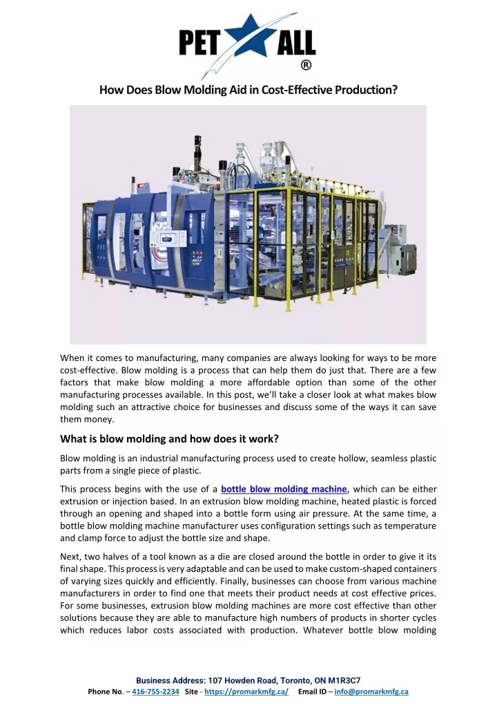 how does blow molding aid in cost effective