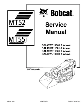 BOBCAT MT55 COMPACT TRACK LOADER Service Repair Manual SN A3WR11001 & Above