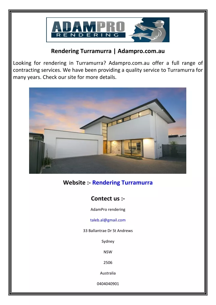 rendering turramurra adampro com au