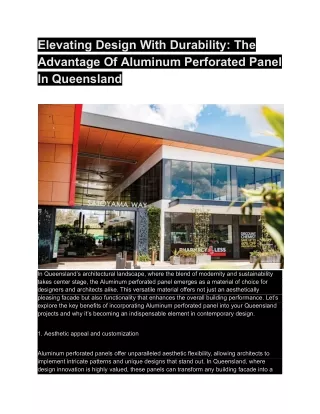Elevating Design With Durability_ The Advantage Of Aluminum Perforated Panel In Queensland