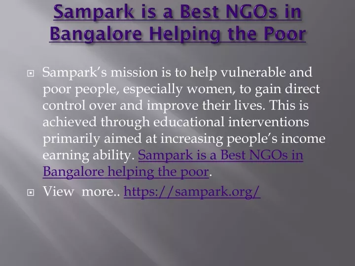 sampark is a best ngos in bangalore helping the poor