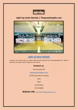 Light Up Letter Rentals | Thepropshopdtx.com