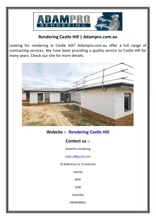 rendering castle hill adampro com au