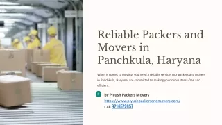 Reliable Packers and Movers in Panchkula |Haryana