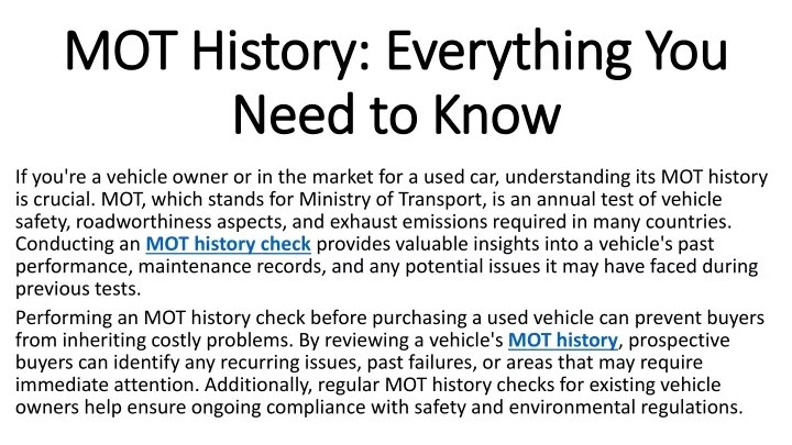 mot history everything you need to know