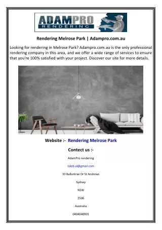 rendering melrose park adampro com au