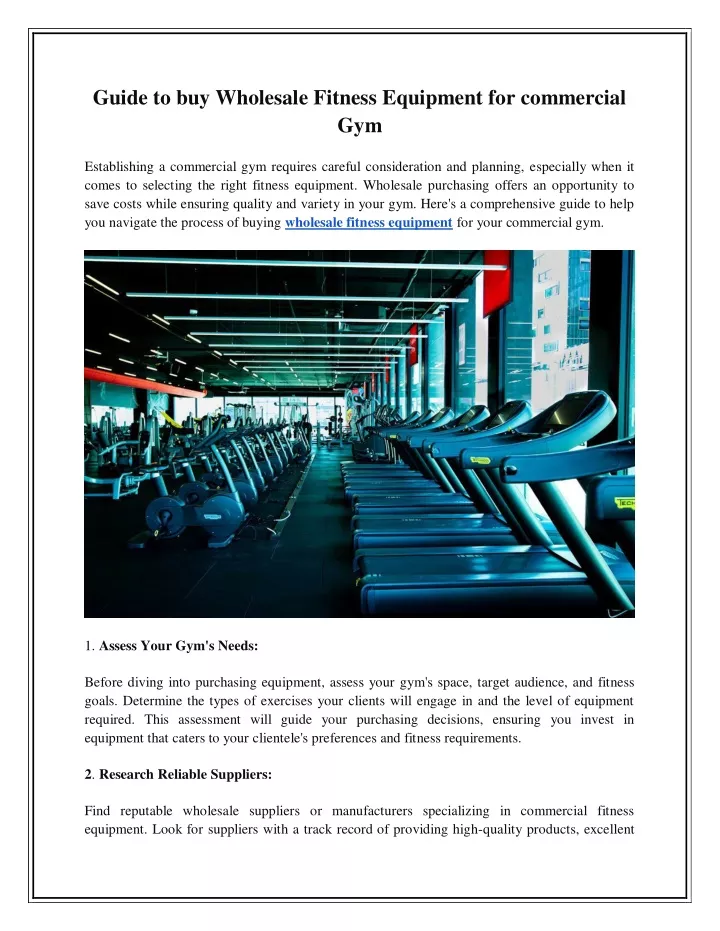 guide to buy wholesale fitness equipment