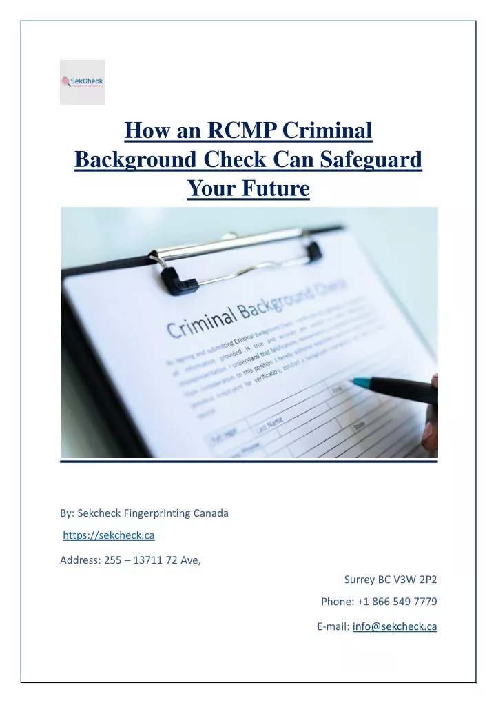 Ppt - How An Rcmp Criminal Background Check Can Safeguard Your Future 