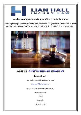 Workers Compensation Lawyers Wa  Lianhall.com.au