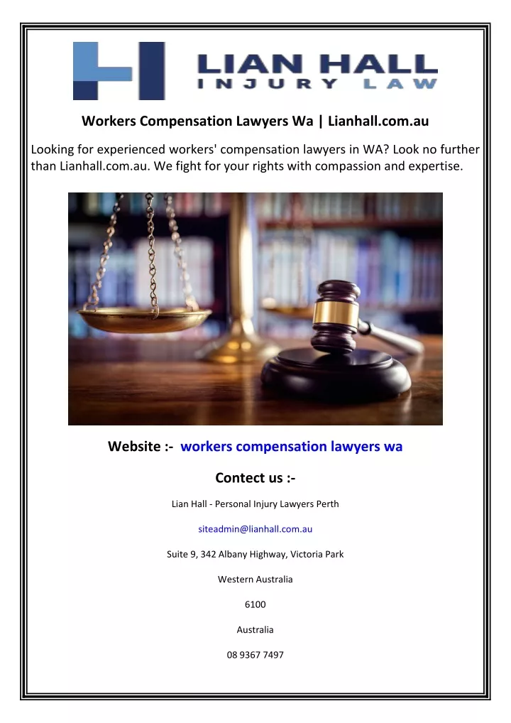 workers compensation lawyers wa lianhall com au