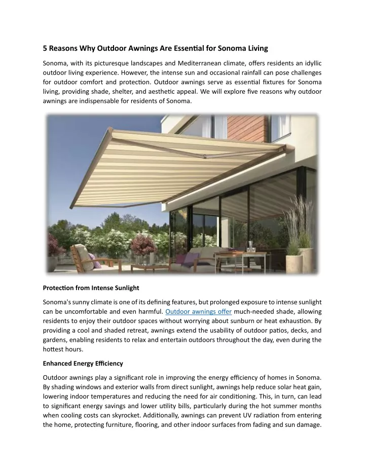 5 reasons why outdoor awnings are essential