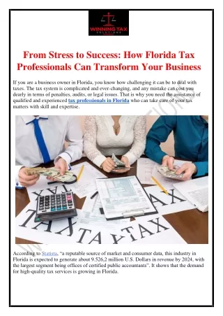 From Stress to Success: How Florida Tax Professionals Can Transform Your Busines