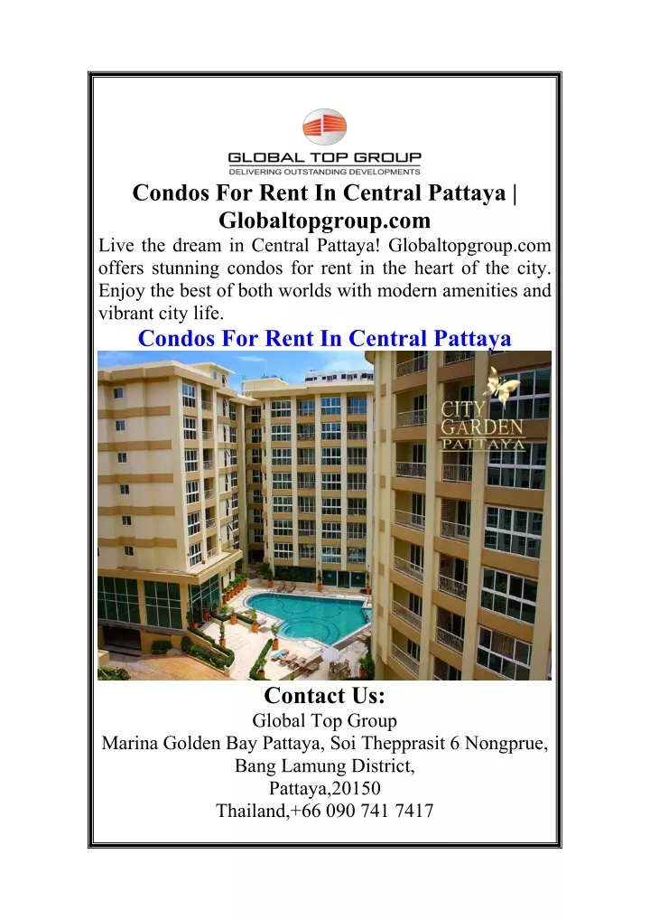 condos for rent in central pattaya globaltopgroup