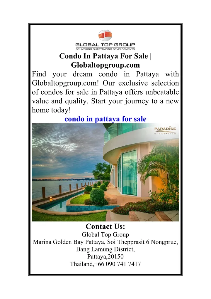 condo in pattaya for sale globaltopgroup com find
