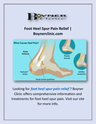 Foot Heel Spur Pain Relief | Boynerclinic.com