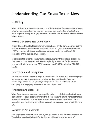 Understanding Car Sales Tax in New Jersey