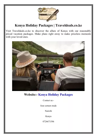 Kenya Holiday Packages | Traveldeals.co.ke