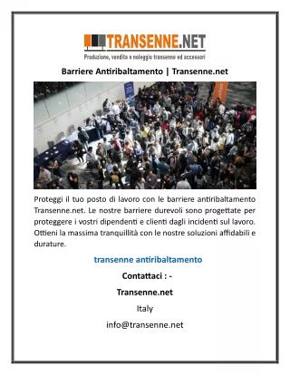 Barriere Antiribaltamento | Transenne.net