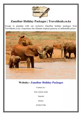 Zanzibar Holiday Packages | Traveldeals.co.ke