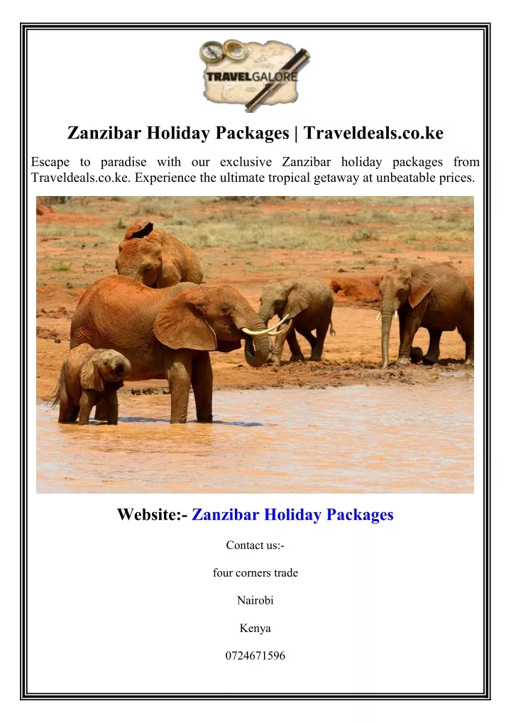 zanzibar holiday packages traveldeals co ke