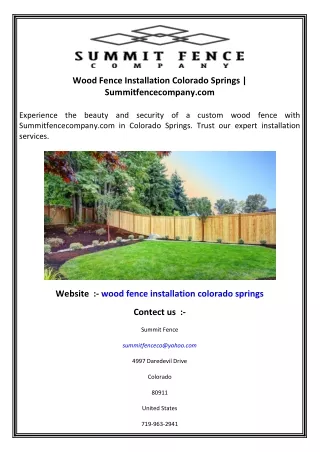 Wood Fence Installation Colorado Springs  Summitfencecompany.com