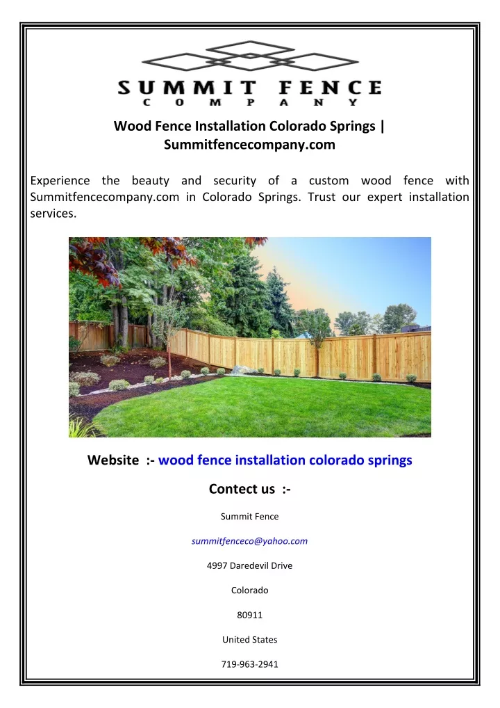 wood fence installation colorado springs