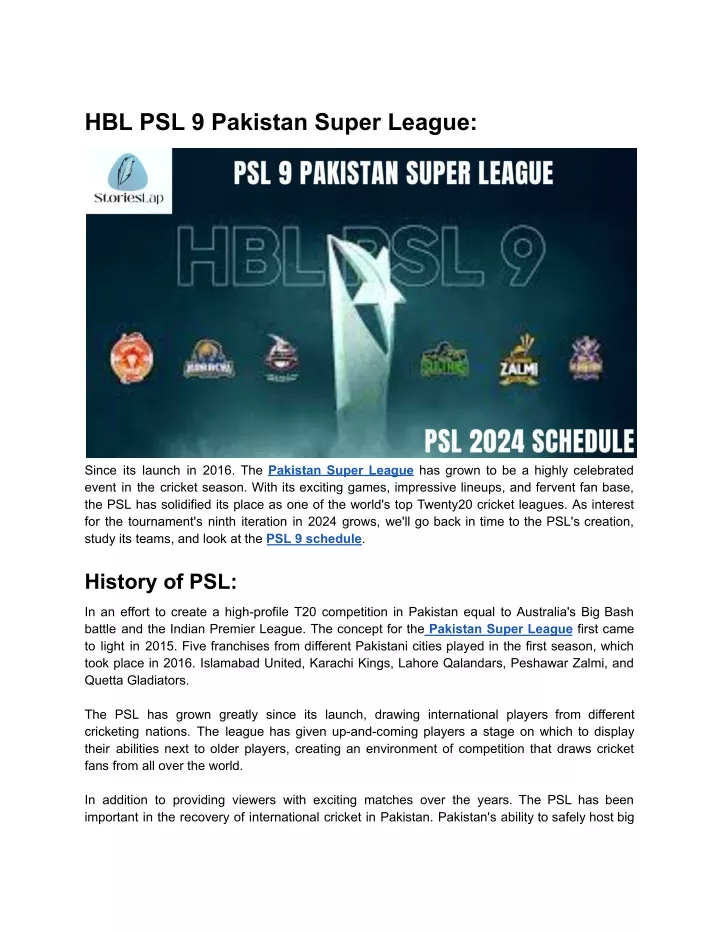 hbl psl 9 pakistan super league