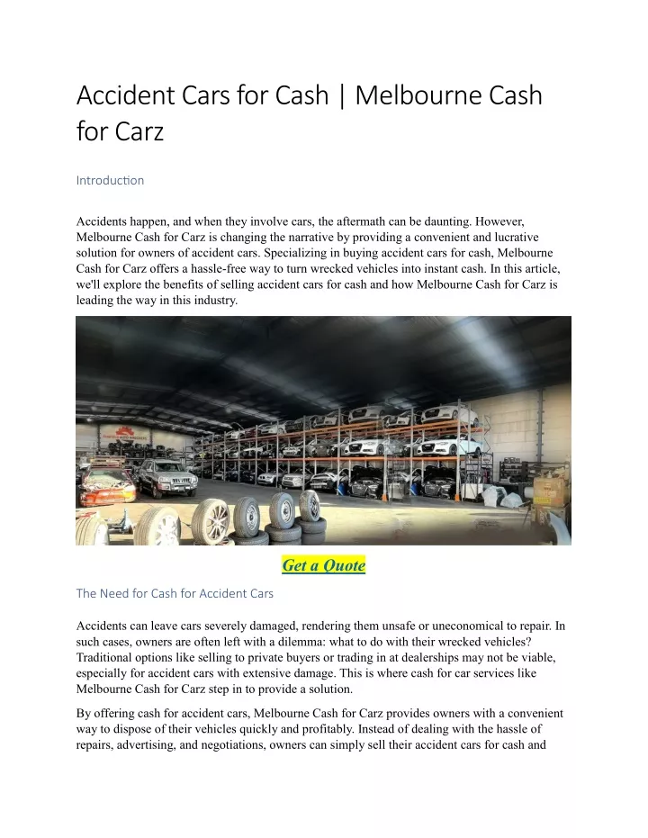 accident cars for cash melbourne cash for carz