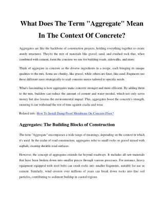 What does the term aggregate mean in the context of concrete